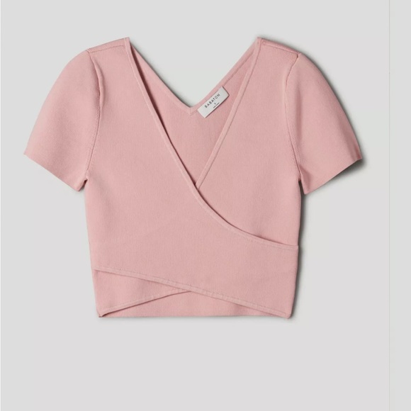 Aritzia | Babaton Sculpt Knit Cross-Front Top in Dawn Pink - Size Small - Picture 1 of 5